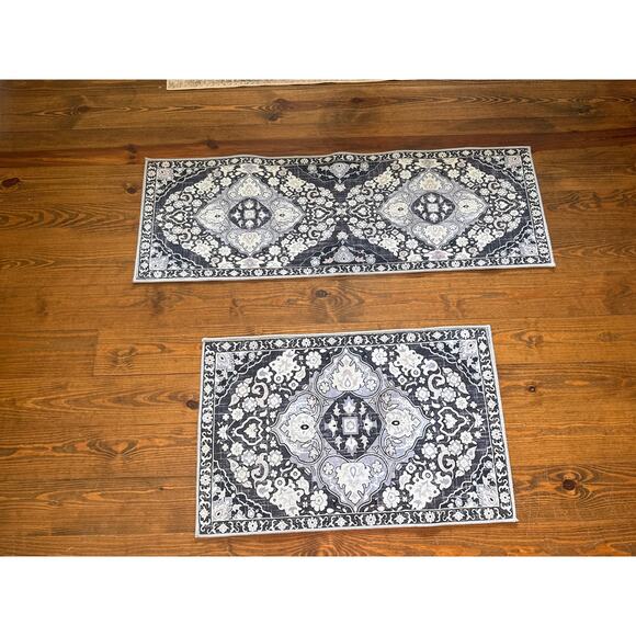 NWOT Hebe Boho 2 Piece Non-Slip Washable Soft Kitchen/Bathroom Rug and Runner - Picture 5 of 8